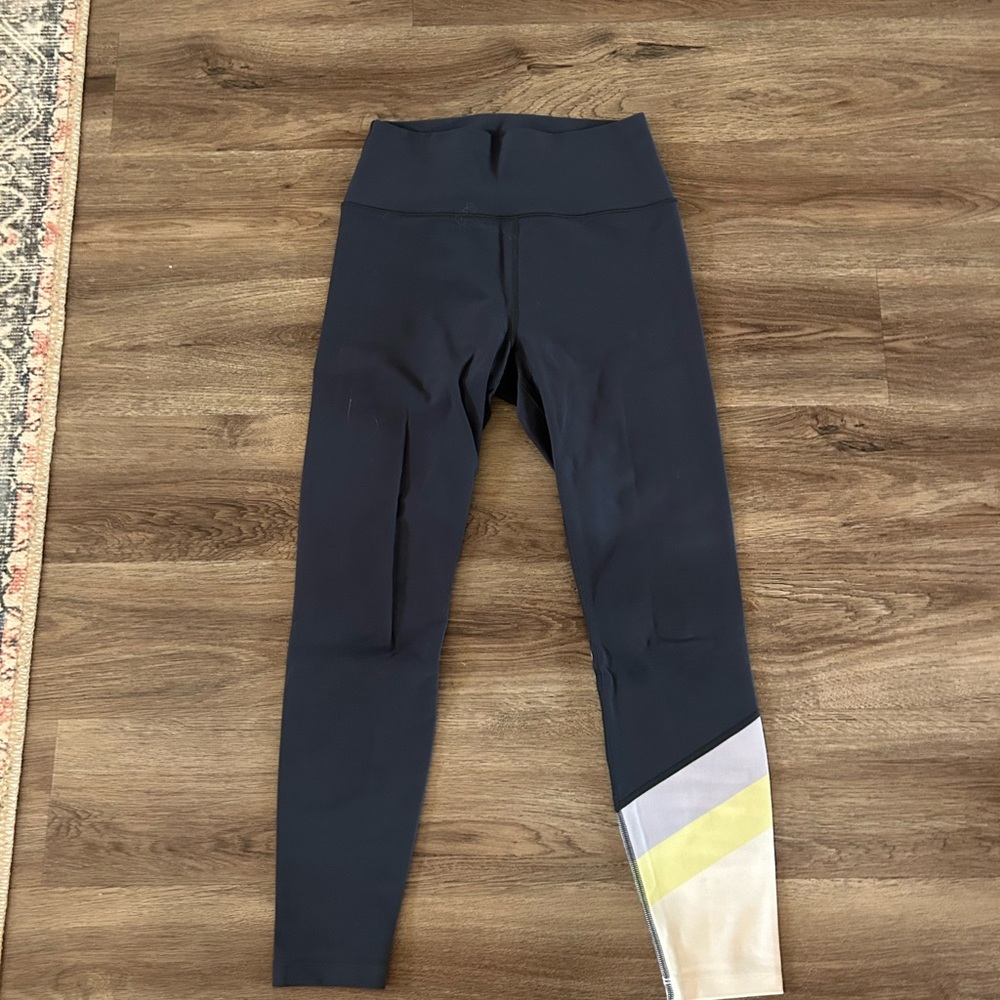 Navy Blue Cadence Leggings with Color Block Detail
